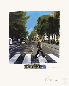 Pastiche de la fameuse pochette des Beatles à Londres au studio Abbey Road
